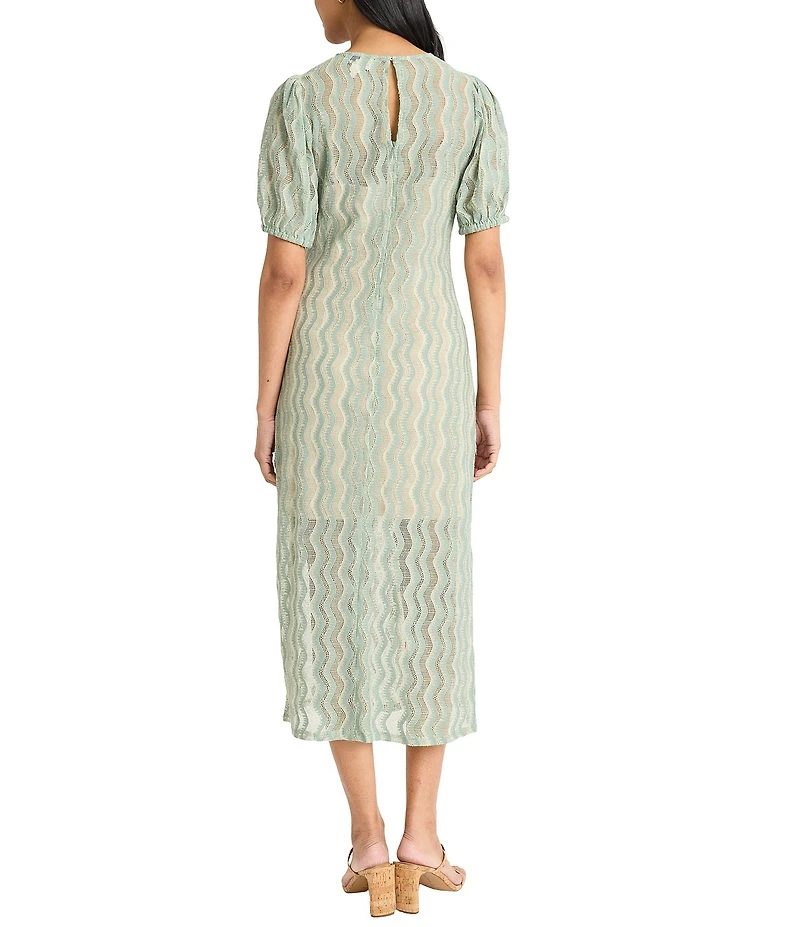 The Good Journey Short Sleeve Illusion Hem Crochet Midi Dress