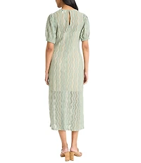 The Good Journey Short Sleeve Illusion Hem Crochet Midi Dress