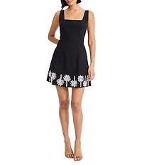 The Good Journey Square Neck Mini Dress With Embroidery