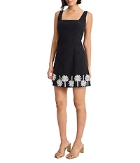 The Good Journey Square Neck Mini Dress With Embroidery