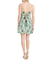 The Good Journey Square Neck Printed Tie Back Mini Dress
