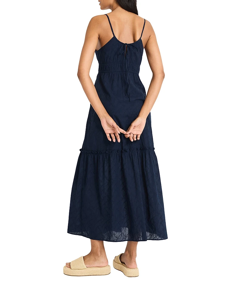 The Good Journey Sweetheart Neck Tiered Eyelet Maxi Dress