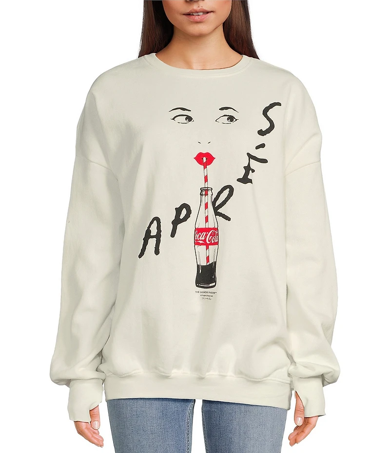 The Laundry Room Apres Coca-Cola Lips Graphic Relaxed Crewneck Sweatshirt