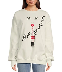 The Laundry Room Apres Coca-Cola Lips Graphic Relaxed Crewneck Sweatshirt