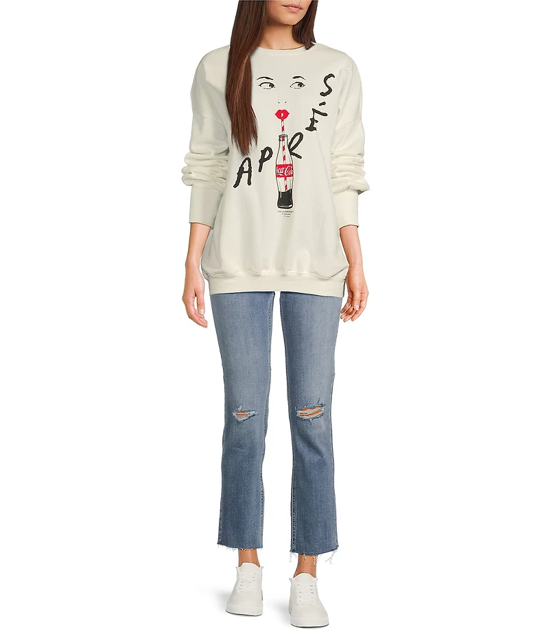 The Laundry Room Apres Coca-Cola Lips Graphic Relaxed Crewneck Sweatshirt