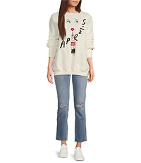 The Laundry Room Apres Coca-Cola Lips Graphic Relaxed Crewneck Sweatshirt