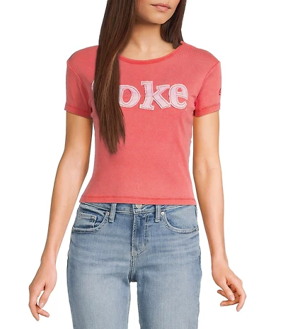 The Laundry Room Short Sleeve Patch Coke Crop Top