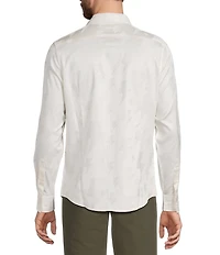 The Murano Show Collection Slim Fit Lightning Pattern Jacquard Long Sleeve Woven Shirt