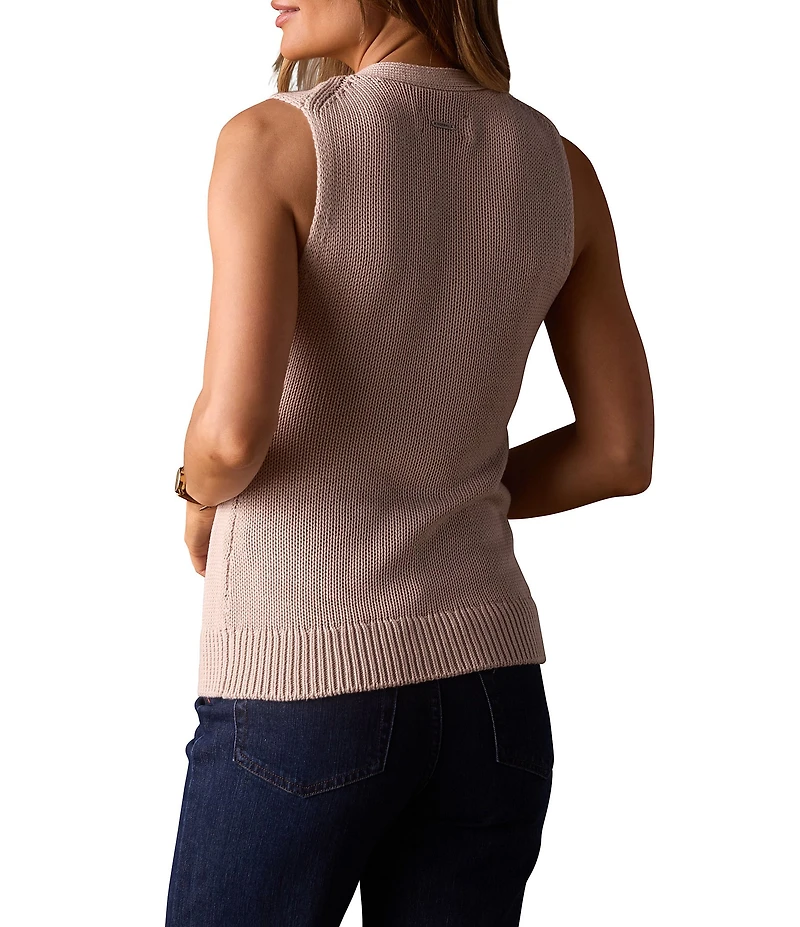 The Normal Brand Ada Texture Chunky 3GG Knit V-Neck Sleeveless Button Front Tank