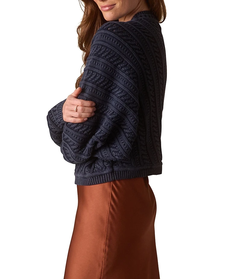 The Normal Brand Apres Chevron Texture Cable Knit Crew Neck Sweater