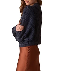 The Normal Brand Apres Chevron Texture Cable Knit Crew Neck Sweater