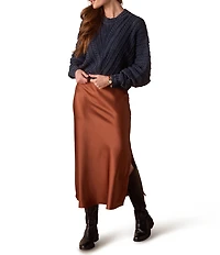 The Normal Brand Apres Chevron Texture Cable Knit Crew Neck Sweater