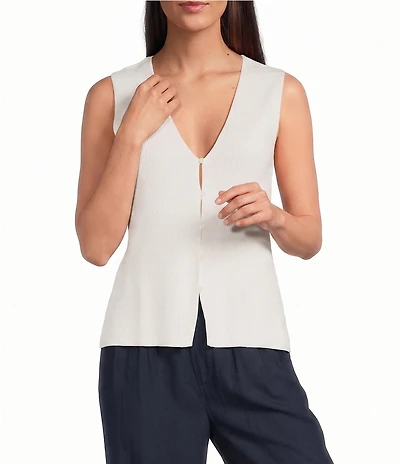 The Normal Brand Clementine V-Neck Sleeveless Button Front Tank