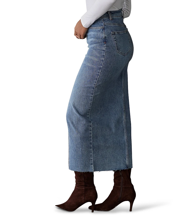 The Normal Brand Denim Stretch High Rise Midi Skirt