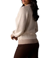 The Normal Brand Diana 2-Tone Ultra Soft Rib Knit Polo Collar Sweater
