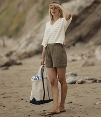 The Normal Brand Emma Openstitch Collar V-Neck Dropped Shoulder Boxy Fit Top