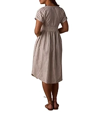 The Normal Brand Freshwater Deep V-Neck Dolman Sleeve Button Front Dress