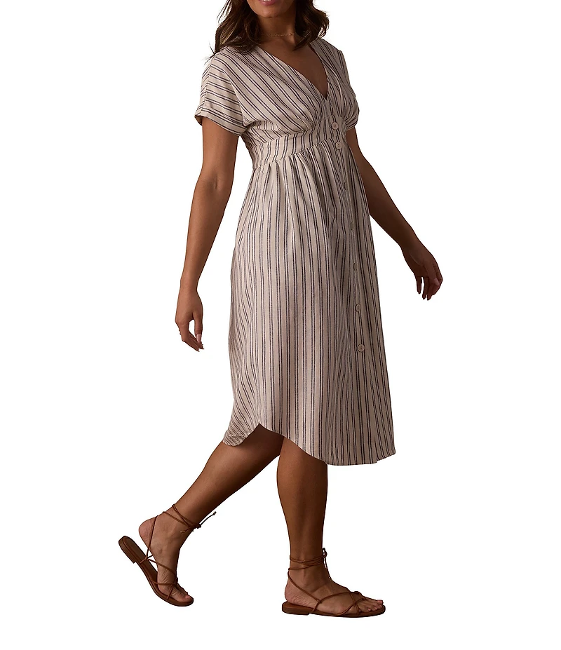 The Normal Brand Freshwater Deep V-Neck Dolman Sleeve Button Front Dress