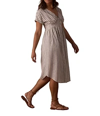 The Normal Brand Freshwater Deep V-Neck Dolman Sleeve Button Front Dress