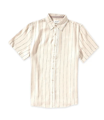 The Normal Brand Freshwater Everyday Linen Blend Striped Short Sleeve Woven Shirt