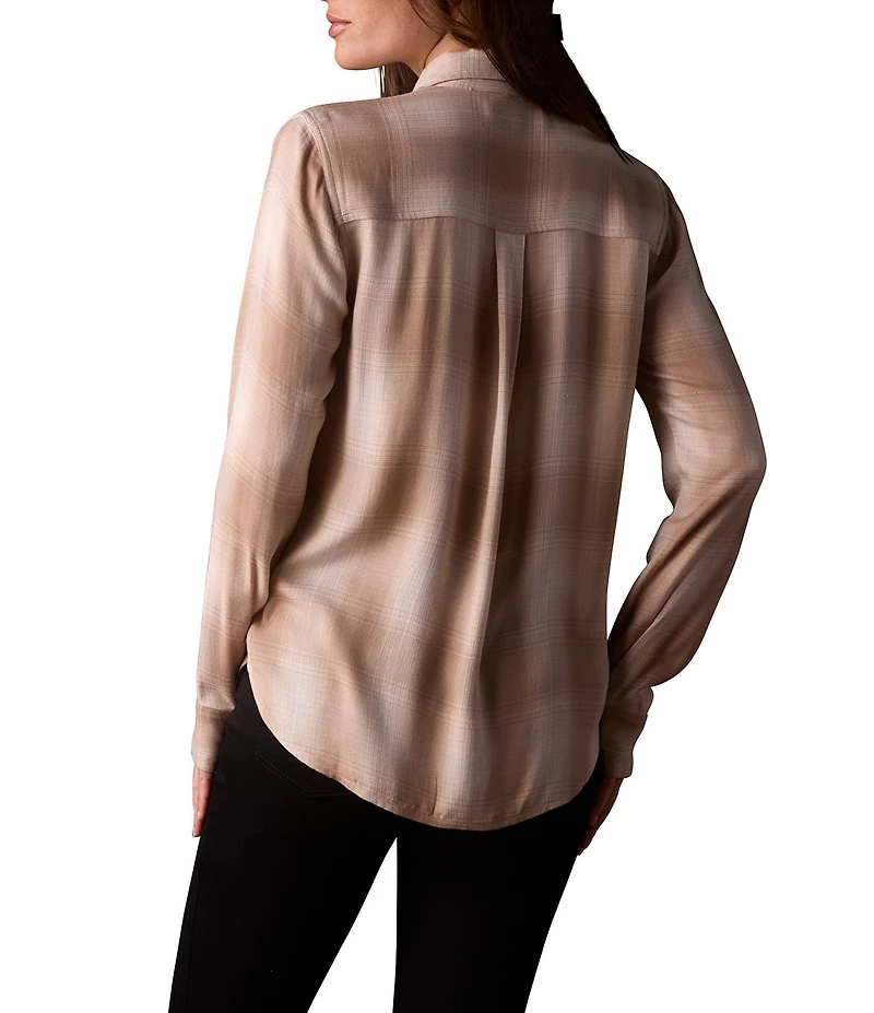 The Normal Brand Harper Plaid Print Lightweight Woven Point Collar Button Front Shirt