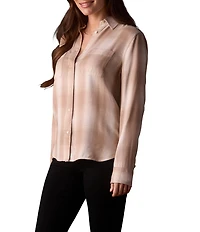 The Normal Brand Harper Plaid Print Lightweight Woven Point Collar Button Front Shirt