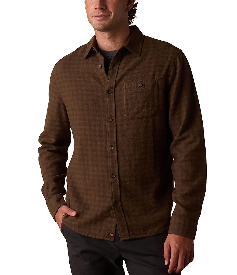 The Normal Brand Hudson Double Dark Brushed Flannel Long Sleeve Woven Shirt