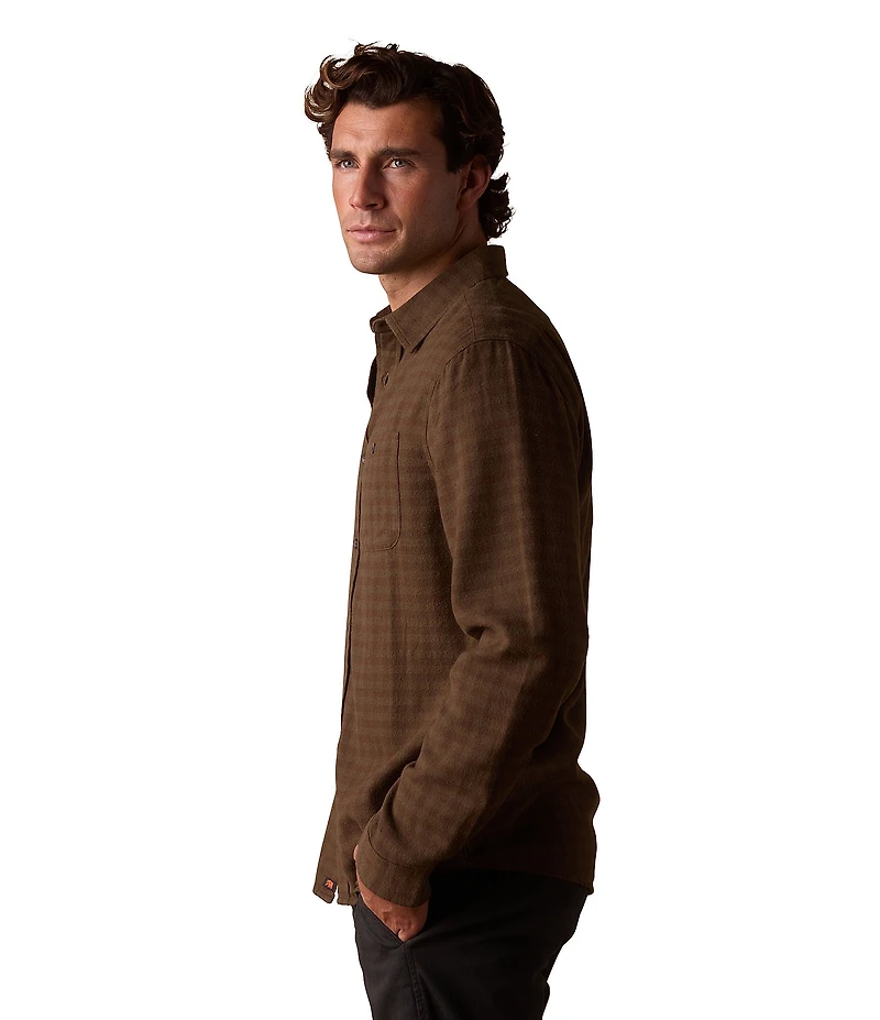 The Normal Brand Hudson Double Dark Brushed Flannel Long Sleeve Woven Shirt