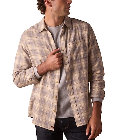 The Normal Brand Hudson Double Dark Brushed Flannel Long Sleeve Woven Shirt