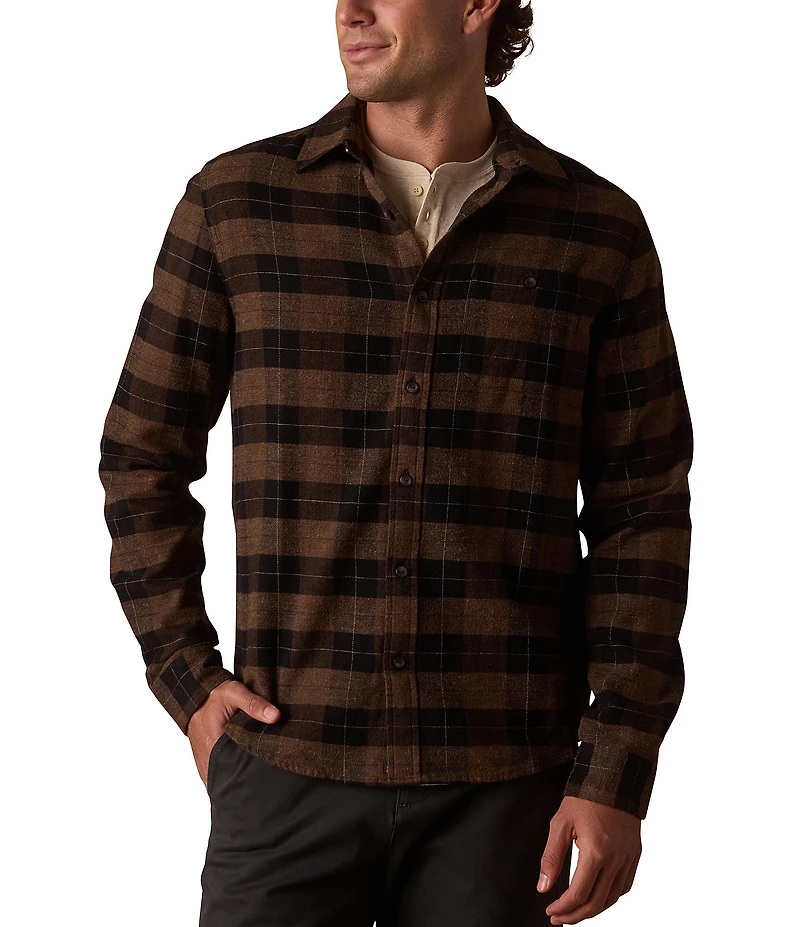 The Normal Brand Hudson Double Dark Brushed Flannel Long Sleeve Woven Shirt