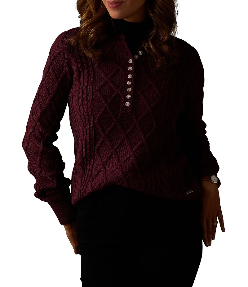 The Normal Brand Josefine Texture Cable Knit Henley Sweater