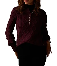 The Normal Brand Josefine Texture Cable Knit Henley Sweater