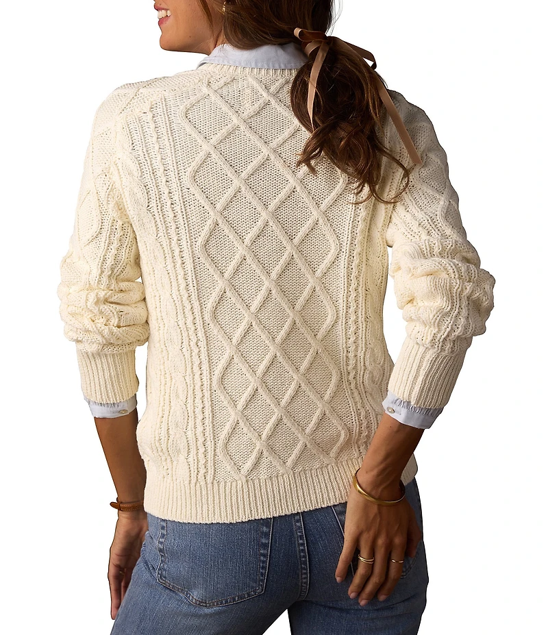 The Normal Brand Josefine Texture Cable Knit Henley Sweater