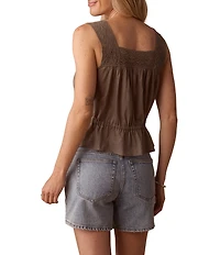 The Normal Brand Juliet Lace-Trim Sleeveless Button Front Tank