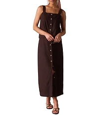 The Normal Brand Leukos Linen Blend Button Front Maxi Pencil Skirt