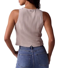 The Normal Brand Leukos Linen Blend V-Neck Button Front Vest