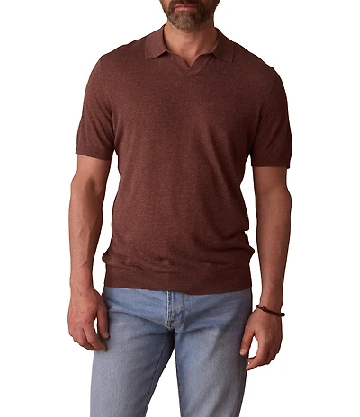 The Normal Brand Linen Blend Short Sleeve Polo Shirt