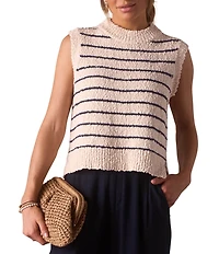 The Normal Brand Louise Knit Stripe Print Mock Neck Sleeveless Tank