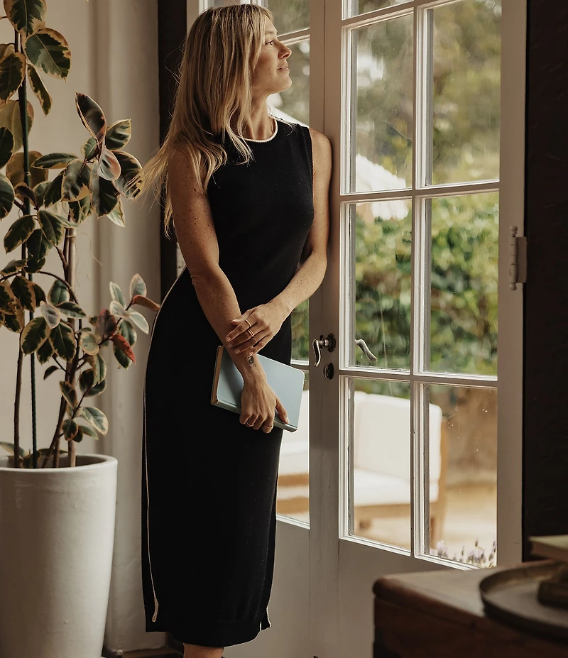 The Normal Brand Lucia Crew Neck Sleeveless Knit Midi Dress