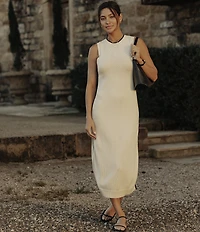 The Normal Brand Lucia Crew Neck Sleeveless Knit Midi Dress