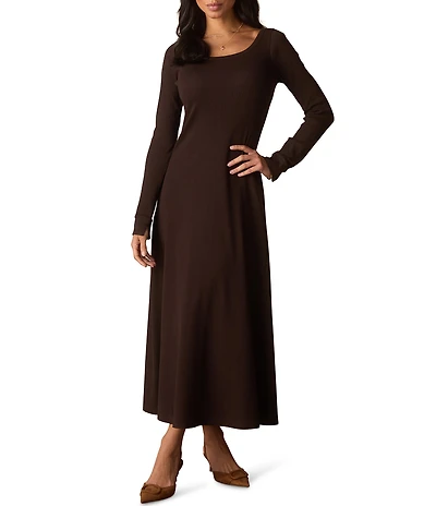 The Normal Brand Normal Soft Stretch Rib Long Sleeve A-Line Dress