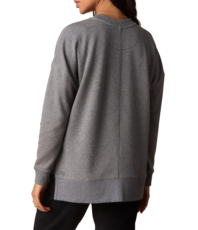 The Normal Brand Puremeso Fleece Crew Neck Side Split Side Hem Pullover