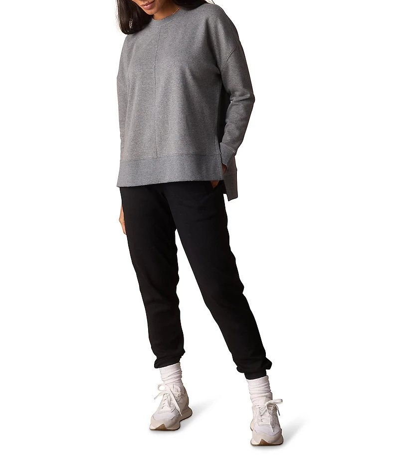 The Normal Brand Puremeso Fleece Crew Neck Side Split Side Hem Pullover