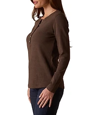 The Normal Brand Puremeso Long Sleeve Henley Neck Top