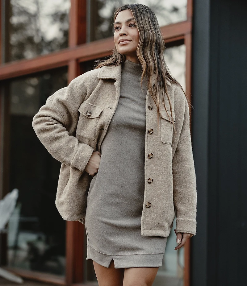 The Normal Brand Puremeso Mock Neck Long Sleeve Knit Dress