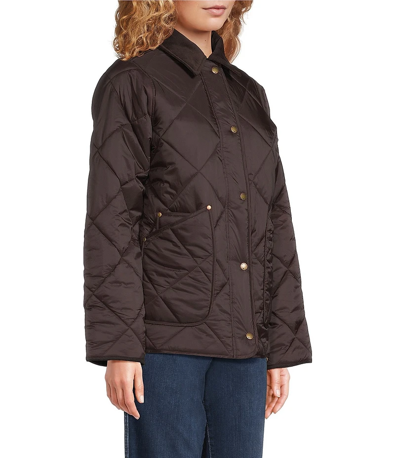 The Normal Brand Quilted Puffer Liner Collared Long Sleeve Snap Front Boxy Jacket