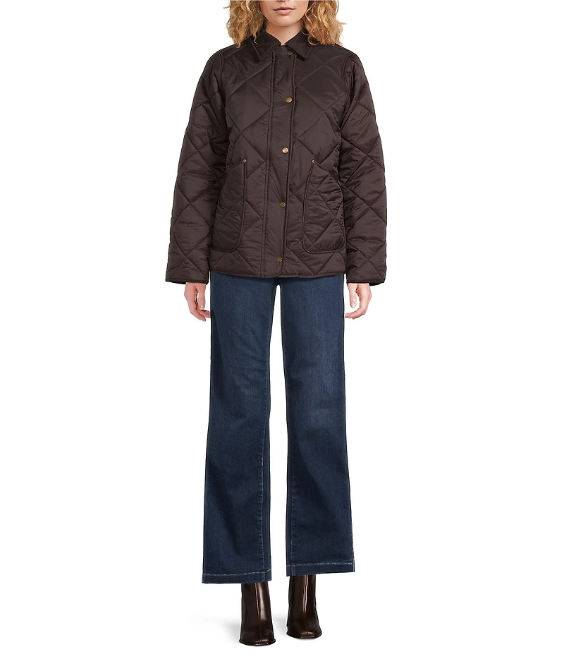 The Normal Brand Quilted Puffer Liner Collared Long Sleeve Snap Front Boxy Jacket