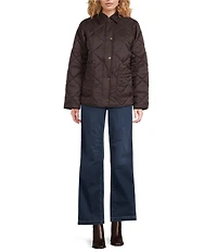 The Normal Brand Quilted Puffer Liner Collared Long Sleeve Snap Front Boxy Jacket