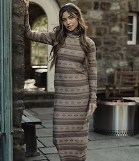 The Normal Brand Reverse Fair Isle Turtleneck Long Sleeve Sweater Dress