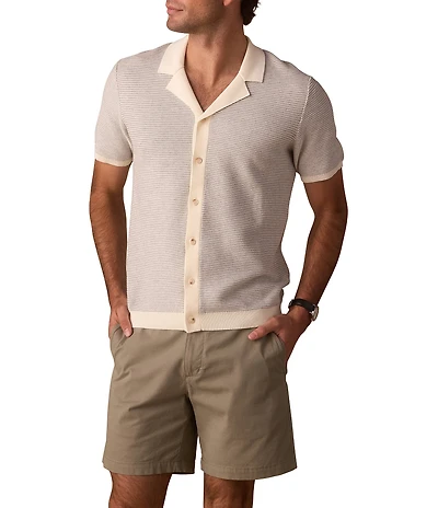 The Normal Brand Robles Birdseye Short Sleeve Woven Camp Shirt